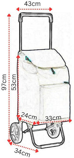 Shopping Trolley Red 43x34x97cm