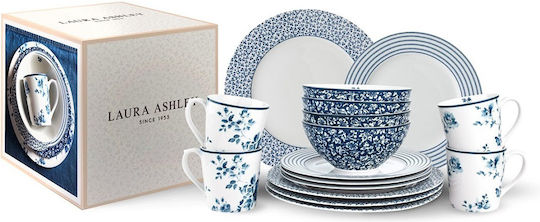 Laura Ashley Σερβίτσιο Πιάτων από Πορσελάνη Μπλε 16τμχ