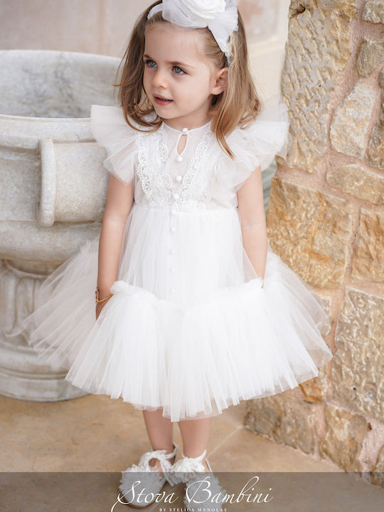 Stova Bambini Weiß Taufkleid aus Tüll