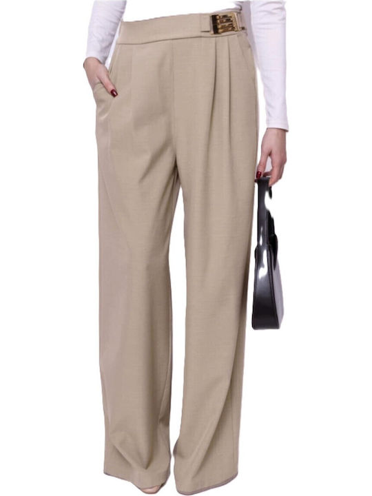 Femei Talie înaltă Din material textil Pantaloni Beige
