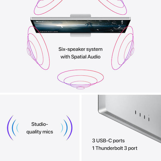 Apple Studio Display (2022) Monitor 27" 5120x2880 White Nano Texture Glass Tilt Adjustable Stand