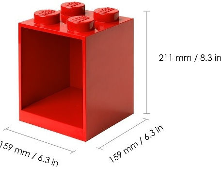 Kids Shelf Box Wall Landscape 4 Studs Floor Red 16.1x15.9x21.2 cm