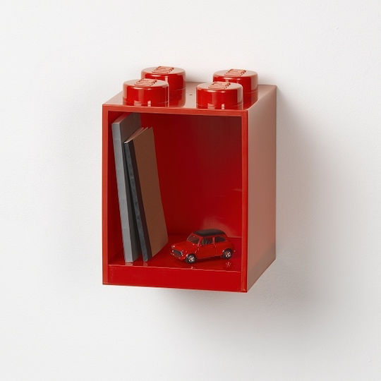 Kids Shelf Box Wall Landscape 4 Studs Floor Red 16.1x15.9x21.2 cm