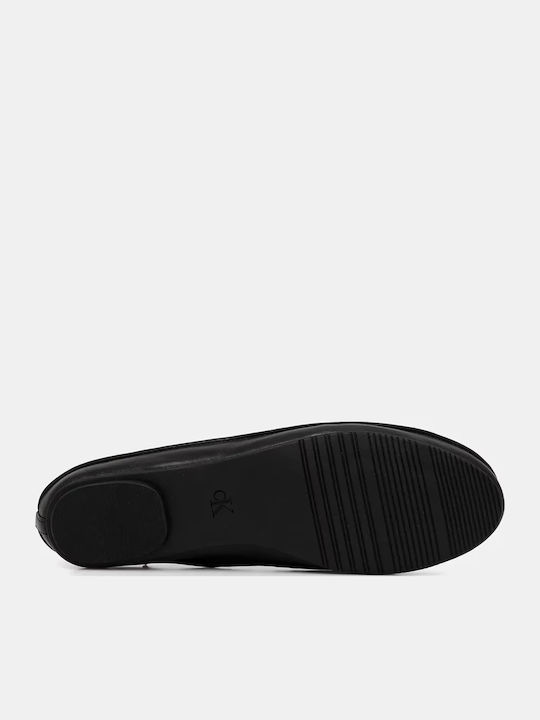 Leather Ballerinas With strap Black