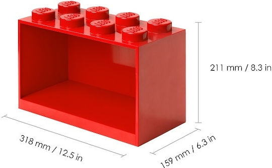 Παιδικό Ράφι Lego Τοίχου Κόκκινο 31.8x16x21εκ.