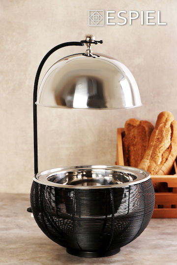 Espiel Chafing Dish Metallic Fondue Pot with Tea Light Gray 30x30x32cm