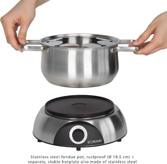 Clatronic Vas pentru Fondue Electric Metalic 8 Persoane Argintiu 1400W