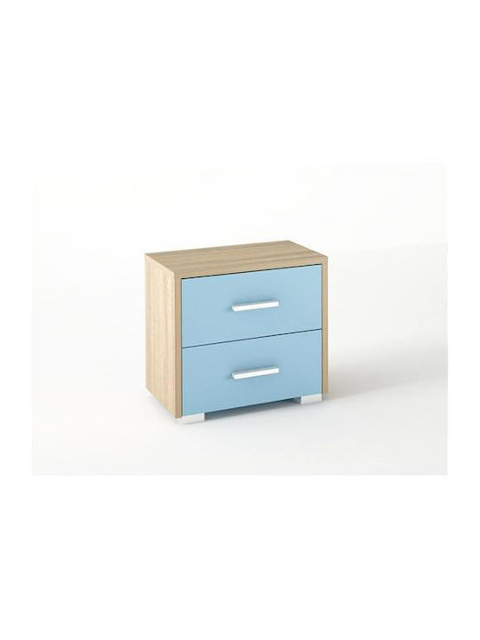 Wooden Kids Bedside Table Νο.7 Oak-Blue 50x34x48cm