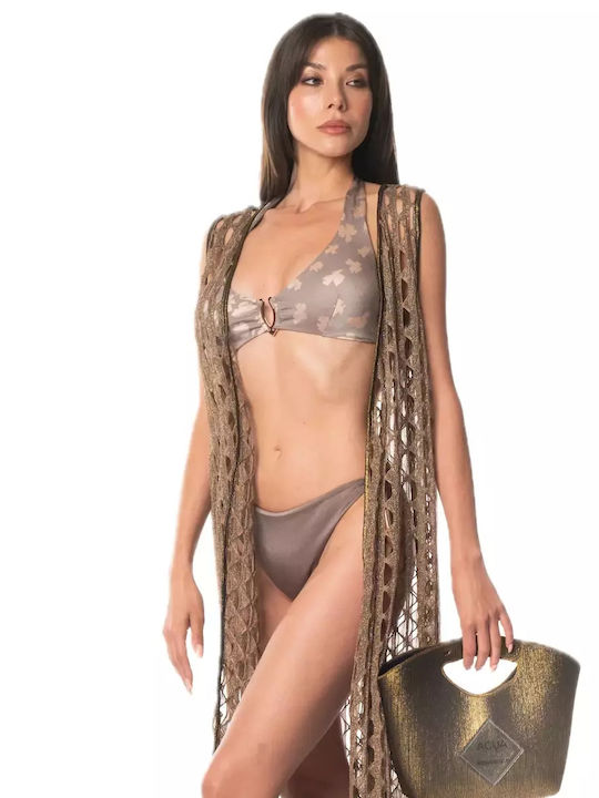 Acquadicocco Damen Maxi Kimono Strand Braun
