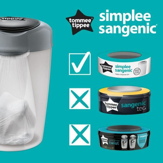 Tommee Tippee Simplee Sangenic Pungi de Schimb pentru Coș Gri 6 Bucăți