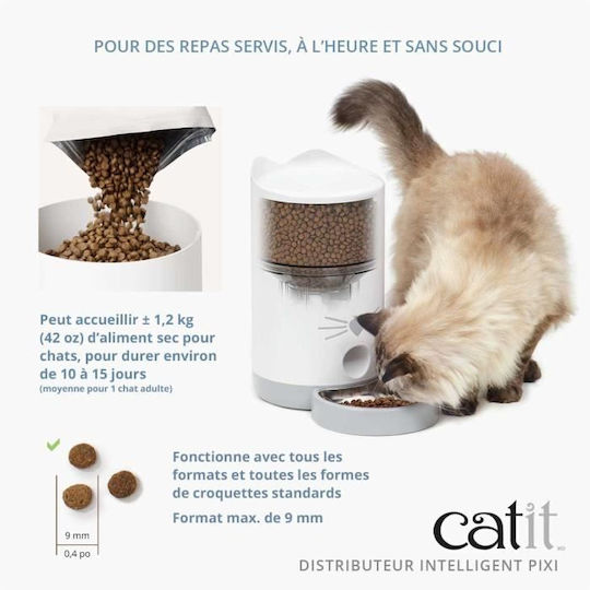 Catit Pixi Αυτόματo Ανοξείδωτο Μπολ Φαγητού για Σκύλο & Γάτα με Βάση σε Λευκό Χρώμα