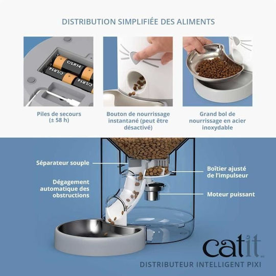 Catit Pixi Αυτόματo Ανοξείδωτο Μπολ Φαγητού για Σκύλο & Γάτα με Βάση σε Λευκό Χρώμα
