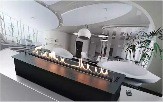 Burner Internal / Outdoor Floor Bioethanol Fireplace Black 100x28x20.5cm