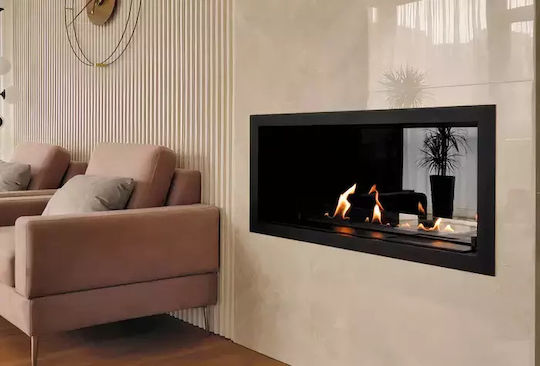 Burner Internal / Outdoor Floor Bioethanol Fireplace Black 100x28x20.5cm