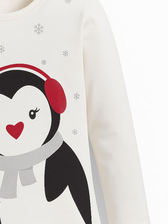 Παιδική Μπλούζα Μακρυμάνικη Λευκή Penguin