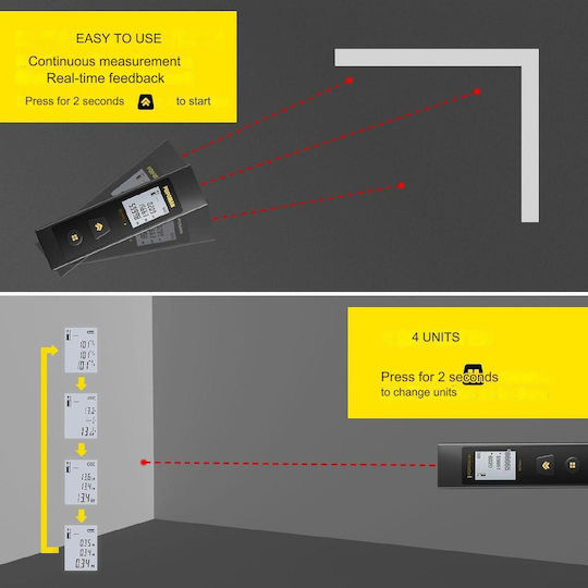 Laser Distance Meter X001RSS6RL with Range up to 30m
