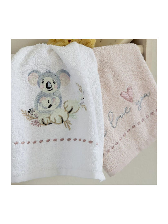 Nima Βρεφική Λαβέτα Koala Love Λευκό, Ροζ Βάρους 420gr/m²
