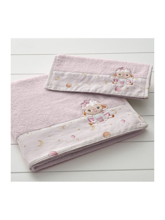 Vesta Home Σετ Βρεφικές Πετσέτες 2τμχ Lambi Ροζ Βάρους 400gr/m²