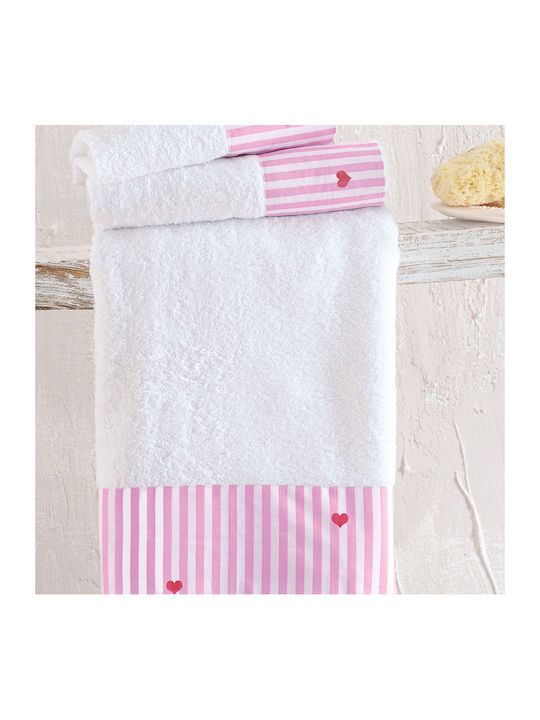 Rythmos Set of baby towels 3pcs Young Heart White-pink 70 cmx140cm Weight 500gr/m²