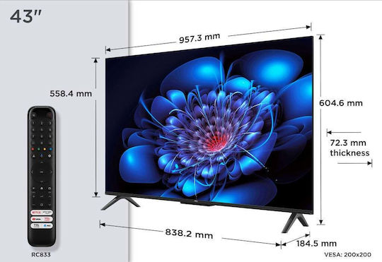 TCL Smart Television 43" 4K UHD LED P69K HDR (2025)