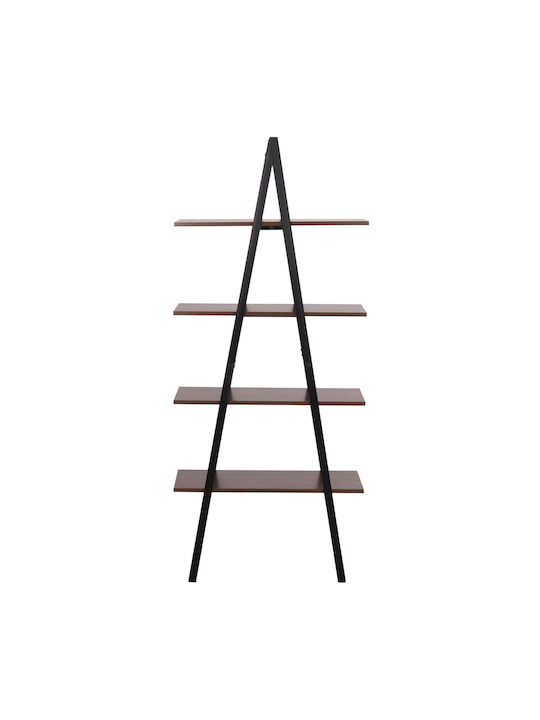 Homemarkt Shelf Stam Hm18073.04 Black Metal Frame-Walnut Melamine 71x38x164cm
