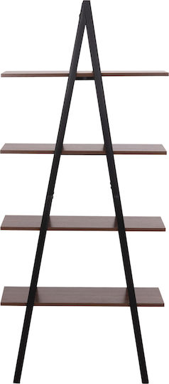 Рафт Homemarkt Stam Hm18073.04 Черна метална рамка-Орехов меламин 71x38x164см