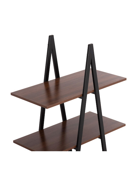 Homemarkt Shelf Stam Hm18073.04 Black Metal Frame-Walnut Melamine 71x38x164cm