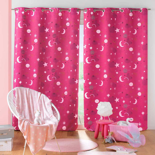 Douceur d'Intérieur Kids Grommet Top Blackout Curtain Moonlight Fuchsia 1611409 140x260cm