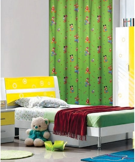 Disney Παιδική Κουρτίνα Schoolfun46 με Τιράντες Πράσινη 140x290εκ.