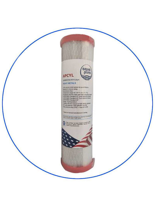 Aqua Pure Ersatz-Wasserfilter für die Arbeitsplatte und unter der Arbeitsplatte aus Aktivkohle 10" APCYL 0.5 μm (Mikrometer)