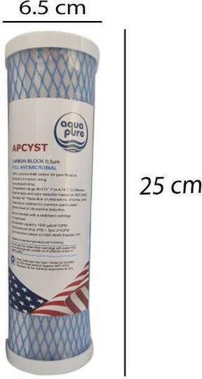 Aqua Pure Ersatz-Wasserfilter für die Arbeitsplatte und unter der Arbeitsplatte aus Aktivkohle 10" APCYST 0.5 μm (Mikrometer)