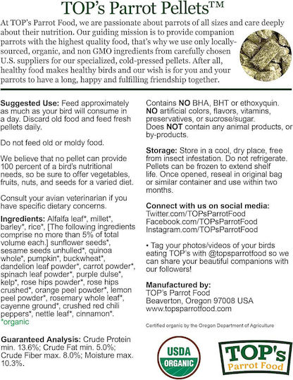 Top's Large Organic Pellet Pellets 1800 Gr Tp201