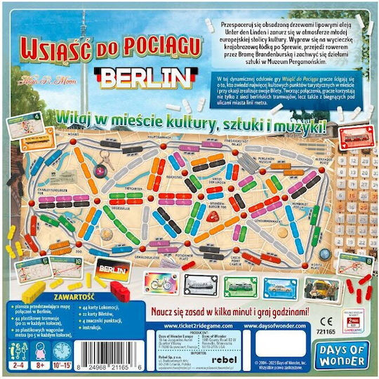 Board Game RapidRail Berlin Adventure: Fast-Paced Board Game Experience for 2-4 Players 8+ Years Old (PL) Rebel Games