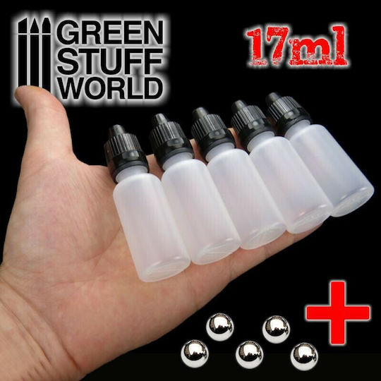 5 Spare Jars Pots Mixes Mixing Balls 5 Άδεια Μπουκάλια Αναμίξεως Χρωμάτων Ανοξείδωτη Μπίλια