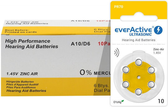 EverActive Ultrasonic Батерии За Слухови Апарати 10 1.4V 60бр