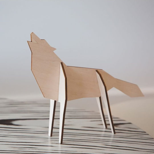 Holzhandwerksdekoration Bodenständiges Nordic Großes Wolf 47 cm Qualy