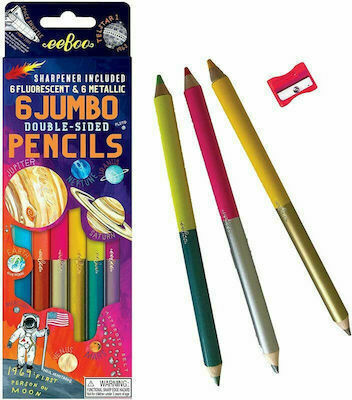 Buntstifte Eeboo 6 Jumbo Doppelseitige Metallische Farben Sonnensystem