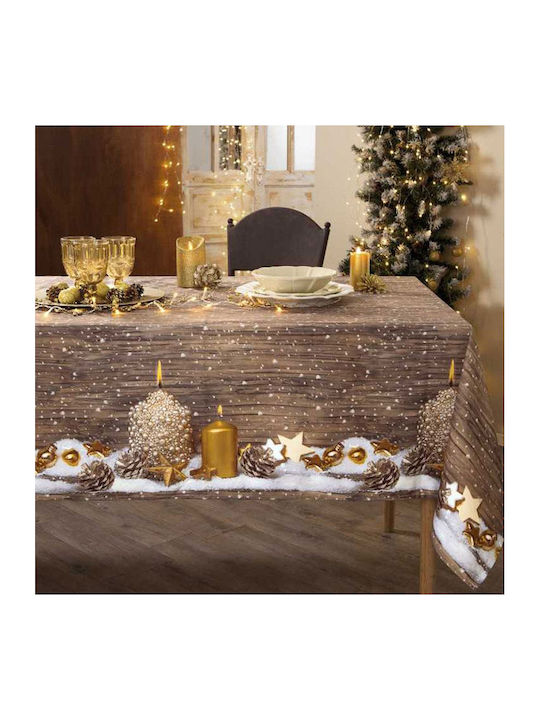 Euronova Christmas Tablecloth Fabric Brown L300xW140cm.