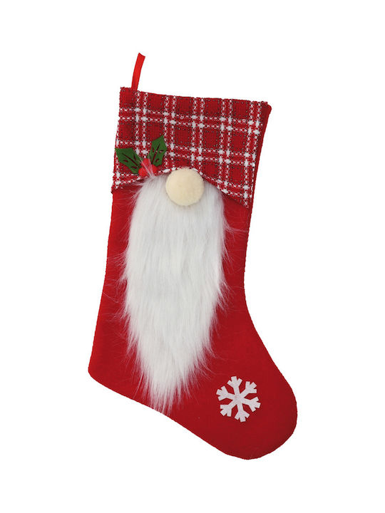 Christmas Decorative Fabric Red Socks with Dwarf L47xW29cm (Μiscellaneous Designs)