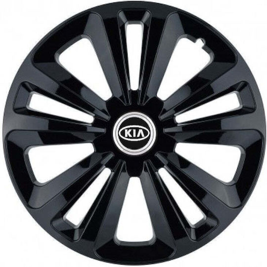 Auto Radkappen Set mit Marke Kia 4Stück 14" Orange/Schwarz