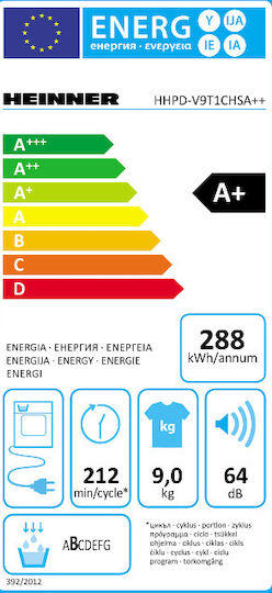 Heinner HHPD-V9T1CHSA++ Сушилня 9кг А+ с Термопомпа