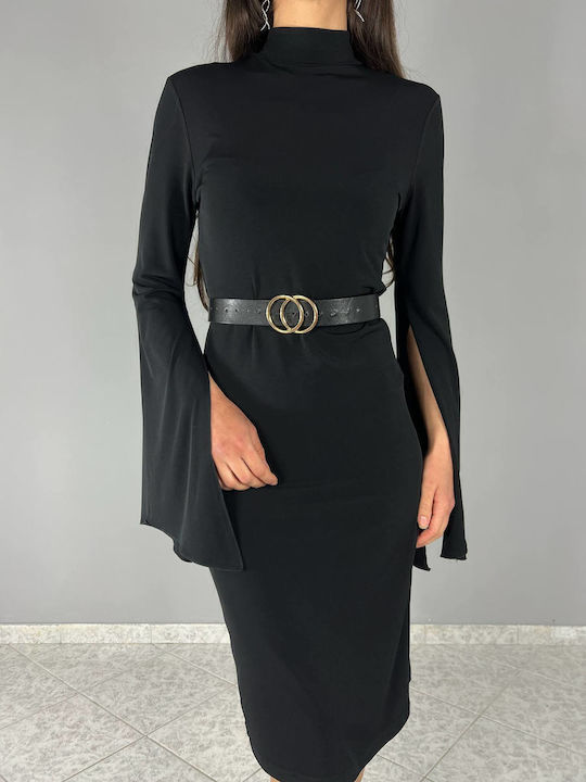 Midi Dress for Wedding - Christening Open Back Black