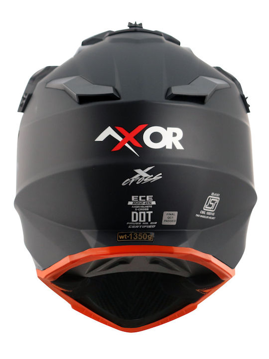 Axor X-Cross Matte Black Orange Motorradhelm Ein-Aus ECE 22.06 1600gr mit Sonnenblende
