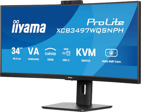 Iiyama ProLite XCB3497WQSNPH-B1 Ultrawide VA Curved Monitor 34" QHD 3440x1440