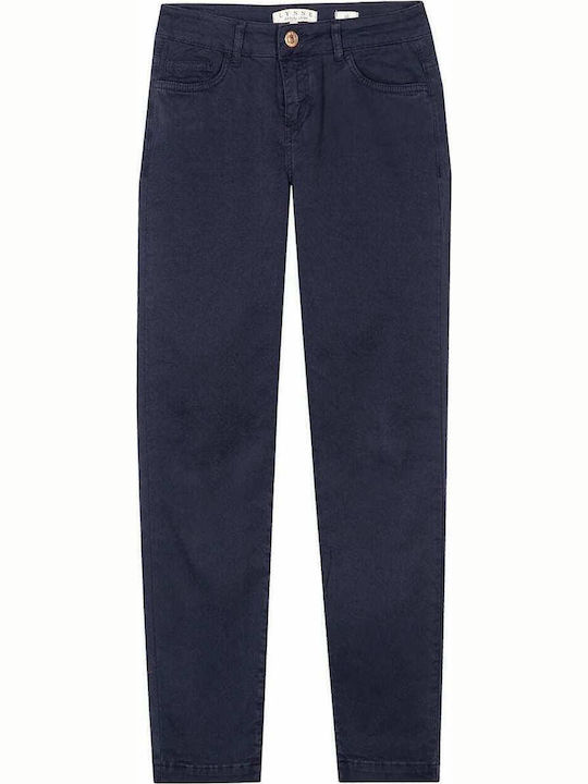 Women's Fabric Trousers Slim Fit Navy Blue