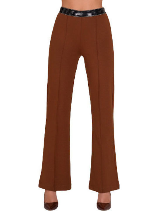 Women's Trousers with Rubber Band Brown
