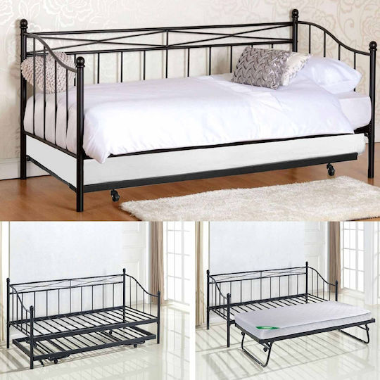 Marin Daybed Sofa Bed Single Metal Black for Mattress 90x190cm E8043,1