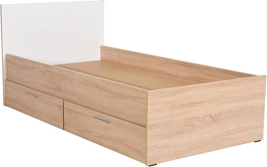 Plus Pat Single Din Lemn Sonoma Alb Potrivit Pentru Saltea 90x190cm