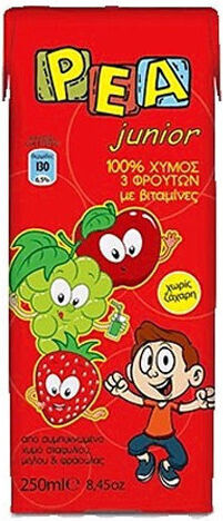 Ρέα Χυμός Junior Φράουλα / Μήλο / Σταφύλι 250ml
