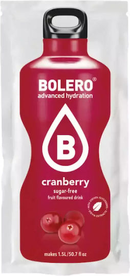 Bolero Χυμός σε Σκόνη 1.5L σε Νερό Cranberry Χωρίς Ζάχαρη 9gr 12τμχ